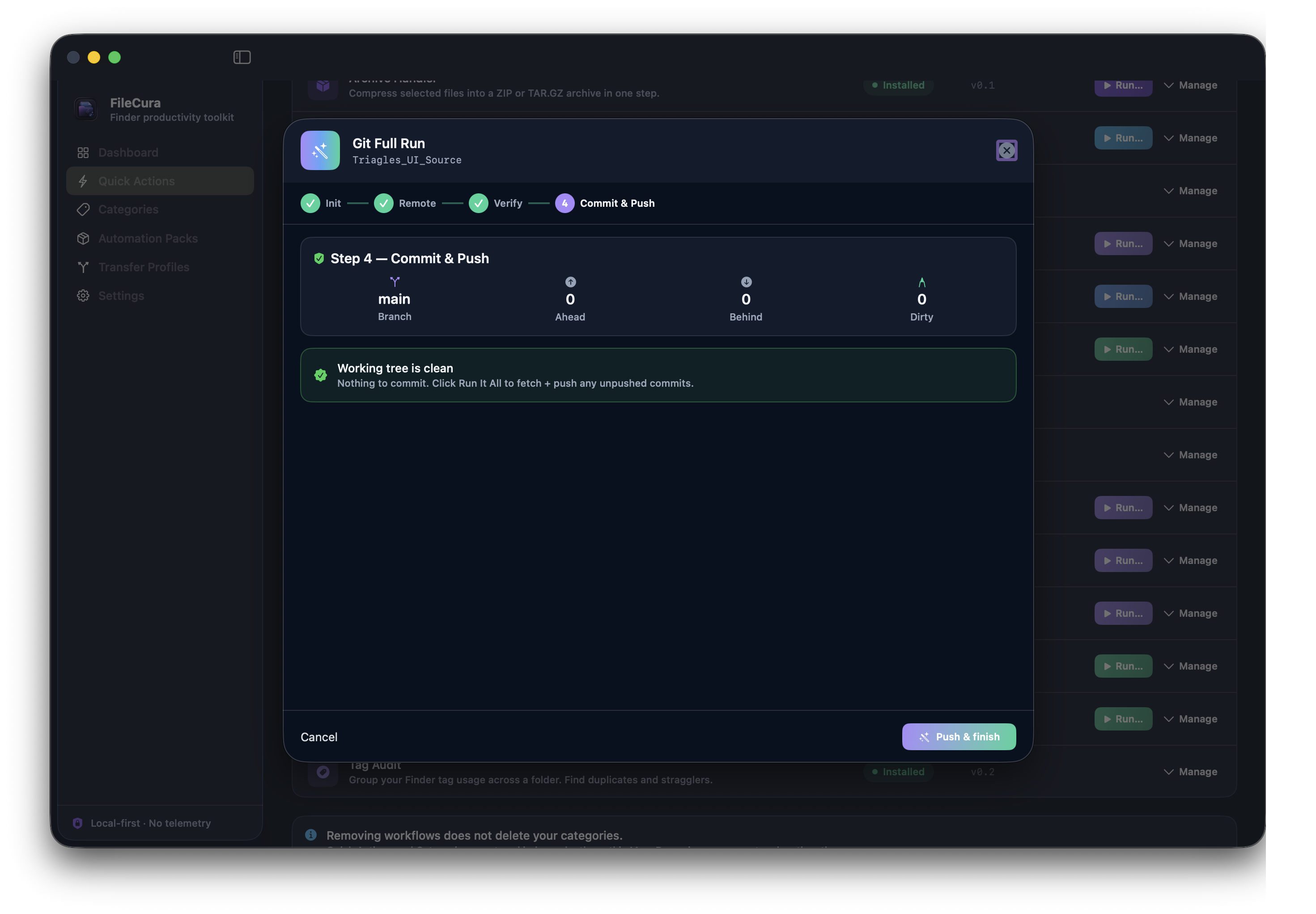 FileCura — Git Full Run